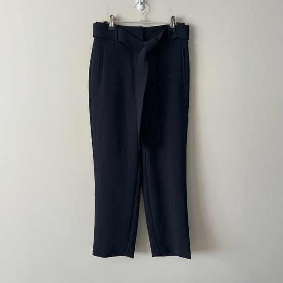 WIlfred Tie-Front High Rise Belted Flat Front Straight Leg Casual Pants Black 2 - Picture 2 of 10